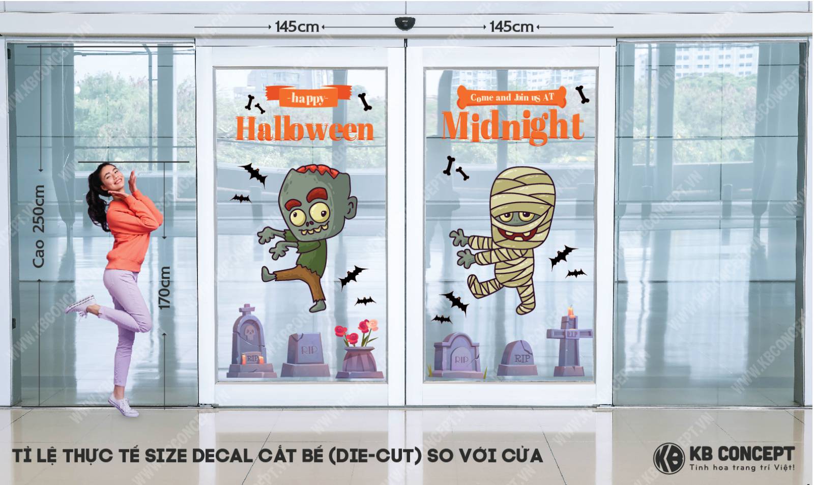 Decal Trang Trí Cửa Lớn Halloween Midnight - DCH-10