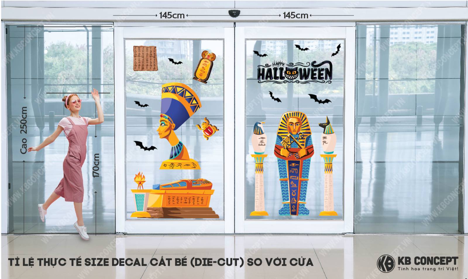 Decal Trang Trí Cửa Lớn Halloween Ai Cập - DCH-03