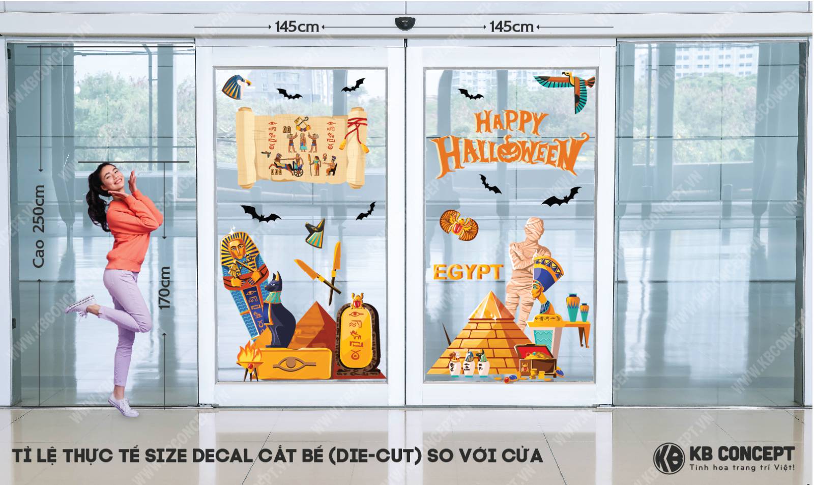 Decal Trang Trí Cửa Lớn Halloween Xác Ốp Ai Cập - DCH-04