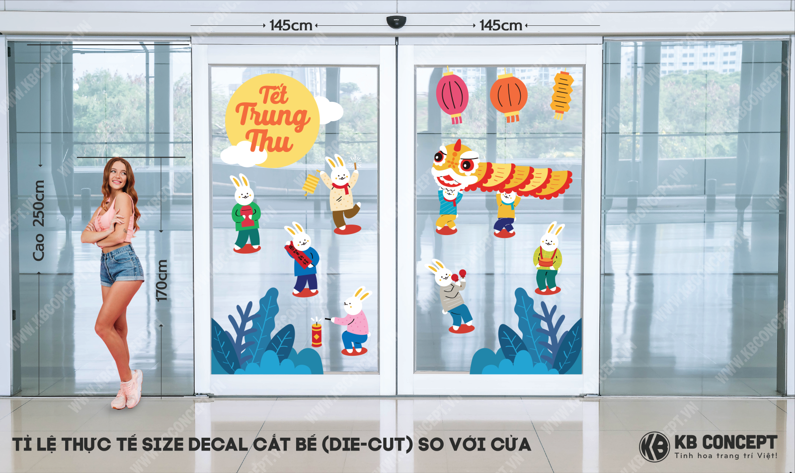 Decal Trung Thu Thỏ trắng múa lân DDK TT 46