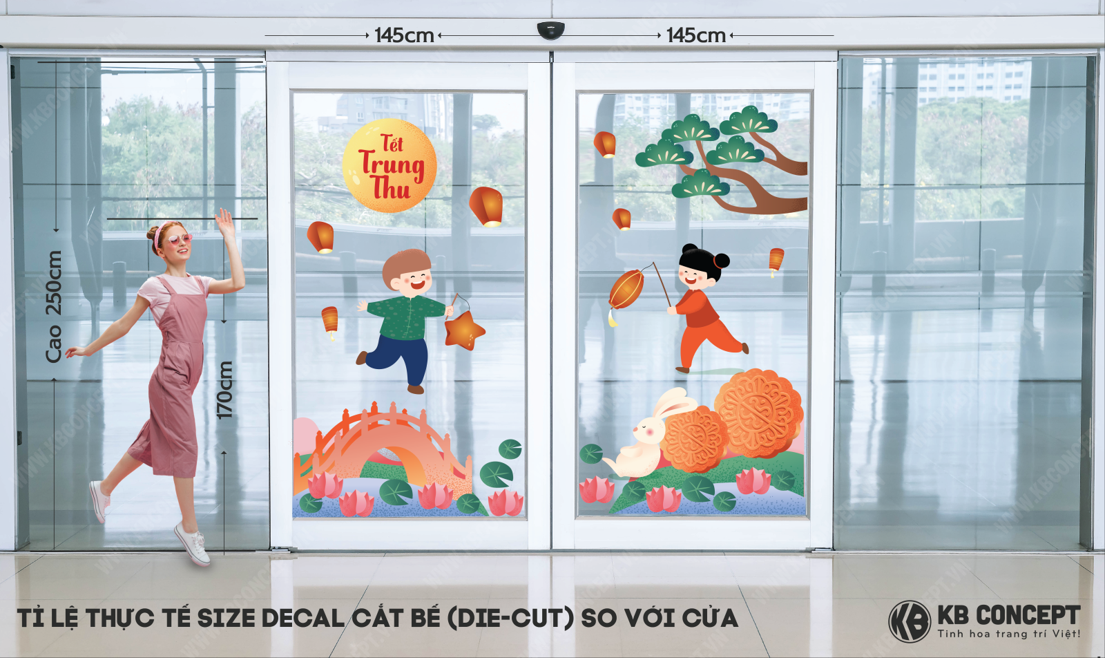 Decal Trung Thu bé thắp đèn lồng vui tết Trung Thu DDK TT 55