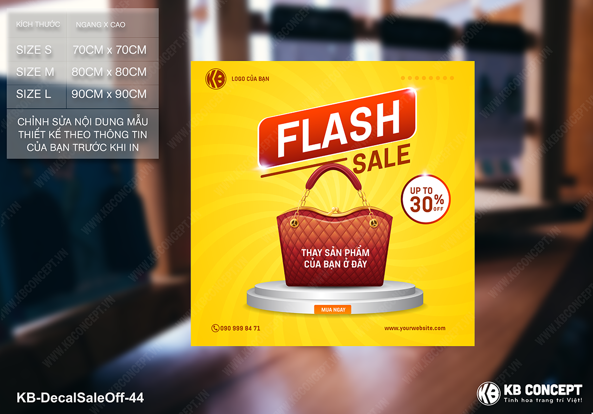 Decal sale off to, mẫu banner hình vuông flash sale
