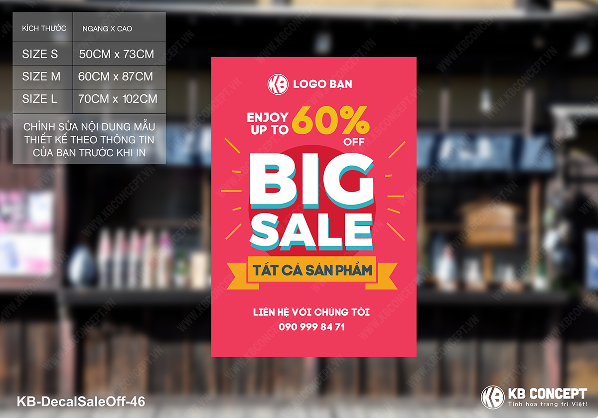 Decal sale off to, mẫu poster BIG SALE