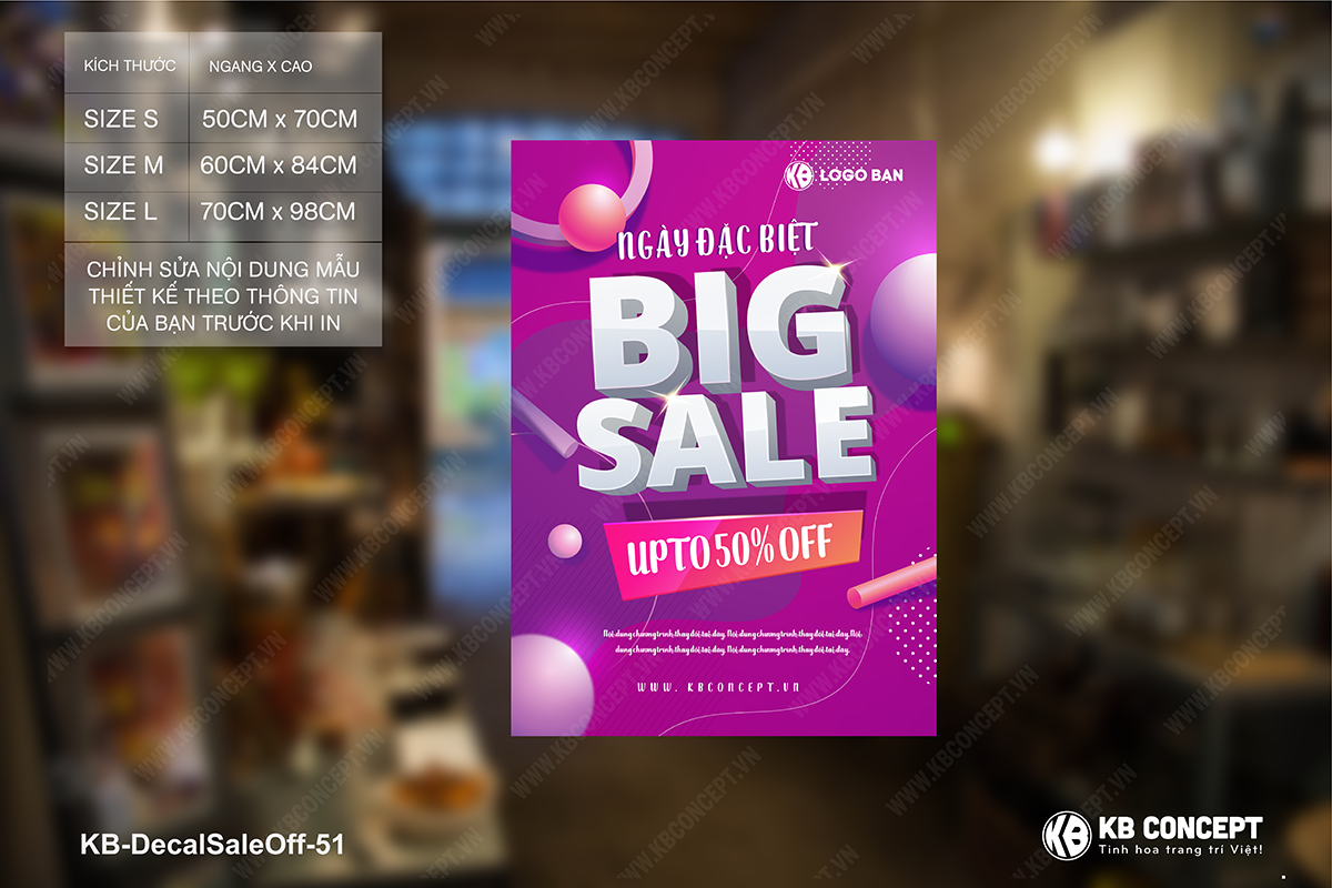 Decal sale off to, mẫu poster BIG SALE ngày đặc biệt