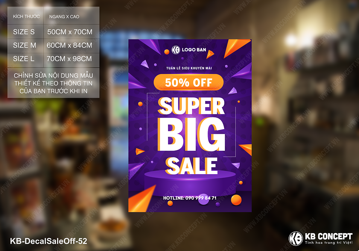 Decal sale off to, mẫu poster super big sale