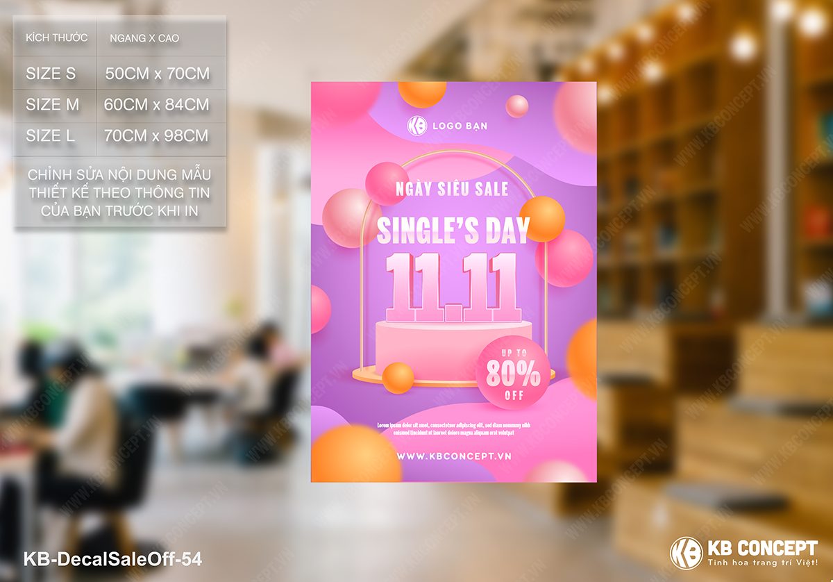 Decal sale off to, mẫu poster sale single's day