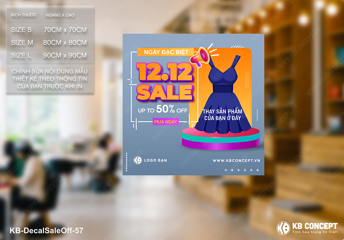 Decal sale off to, mẫu banner sale đặc biệt 50%