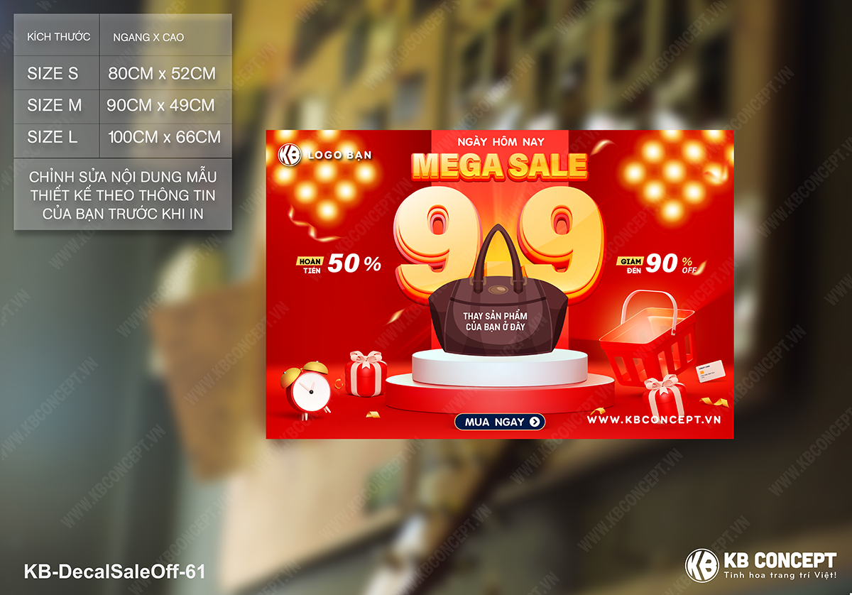 Decal sale off to, mẫu banner vuông MEGA SALE
