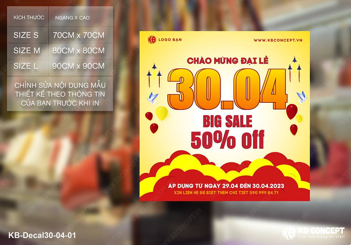 Decal sale off 30/4 Giảm 20%