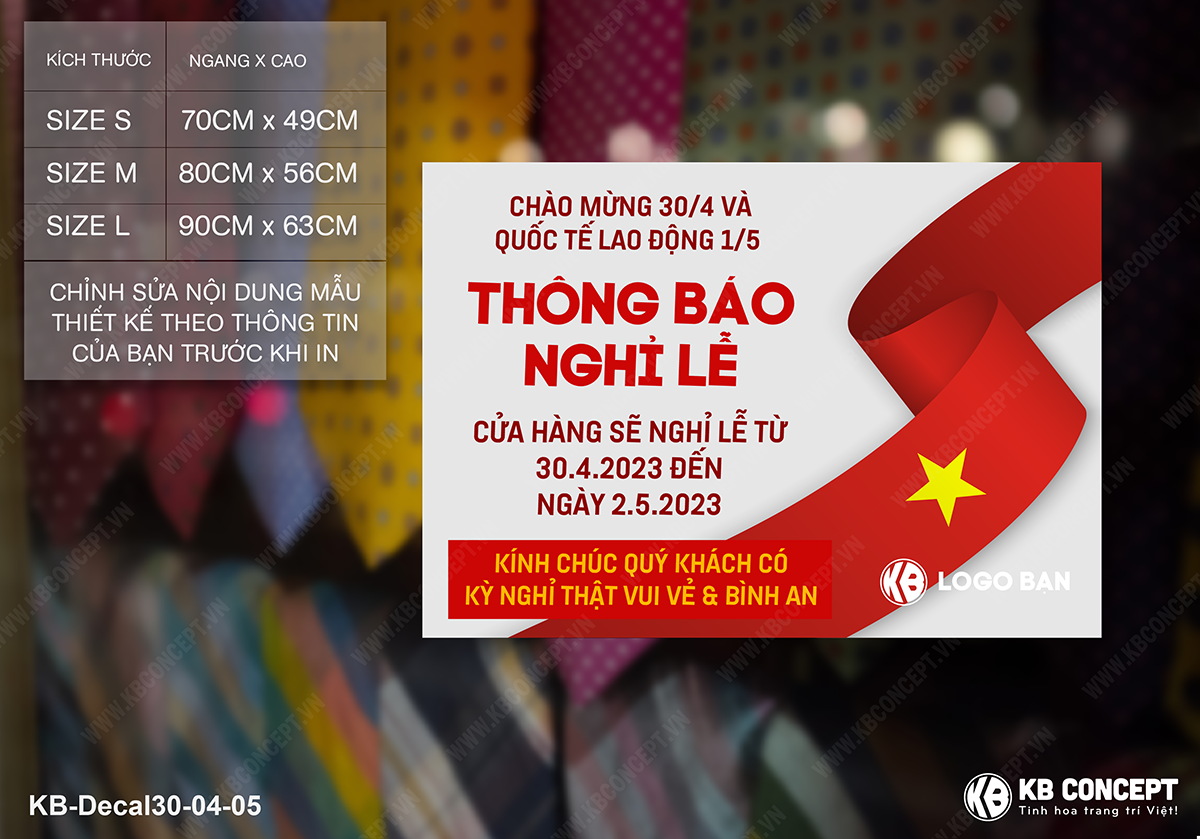 Decal sale off 30/4 Nghĩ Lễ