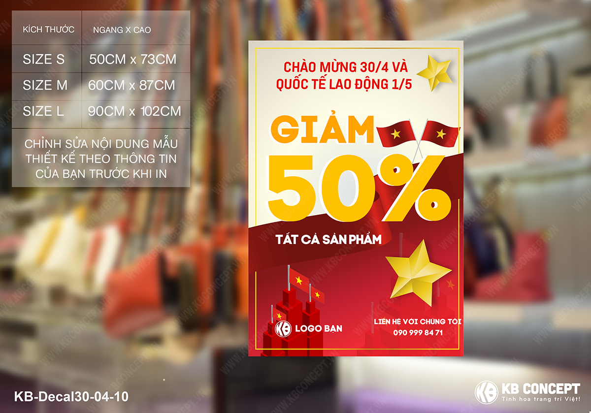 Decal sale off 30/4 Giảm 50% Mẫu 3
