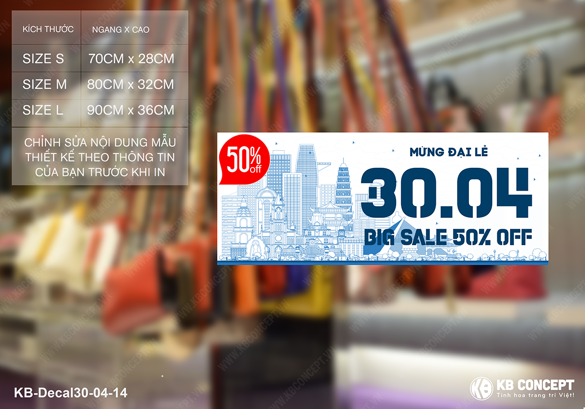 Decal sale off 30/4 Giảm 50% Mẫu 4