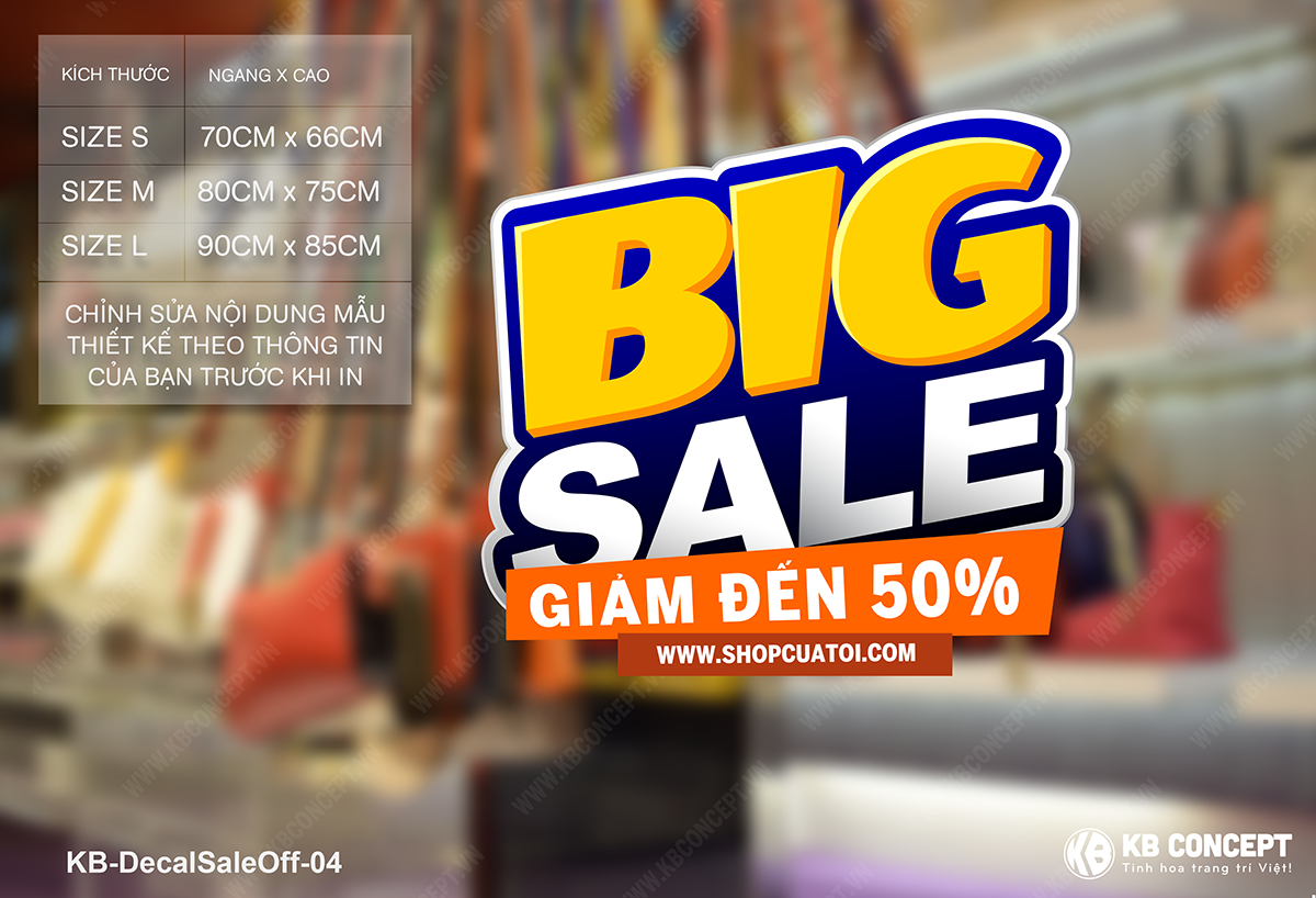 Decal sale off to cắt bế (die-cut), Big Sale giảm đến 50%