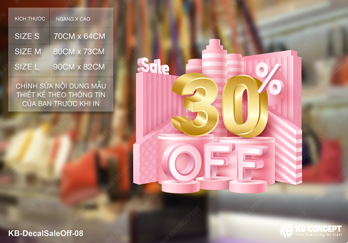Decal sale off to cắt bế (die-cut), Sale off 30%