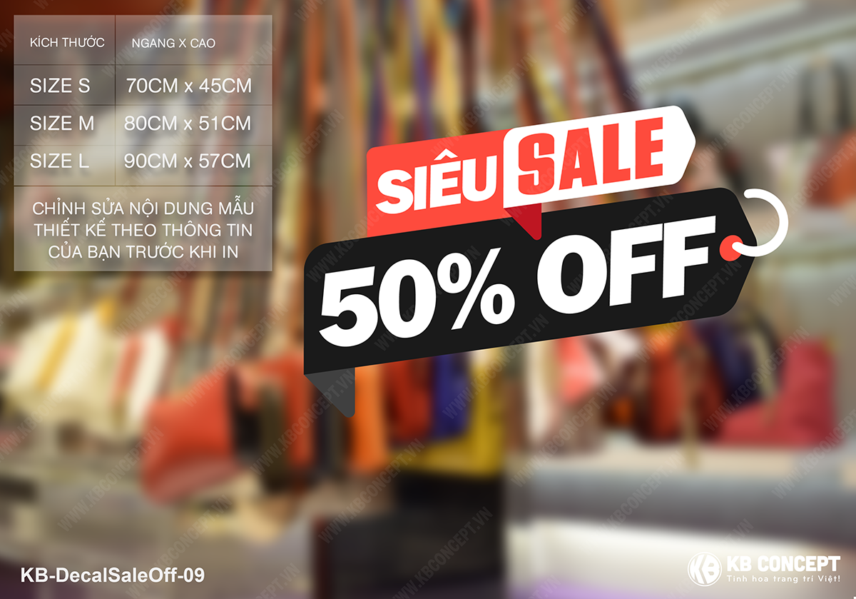 Decal sale off to cắt bế (die-cut), Siêu sale 50%