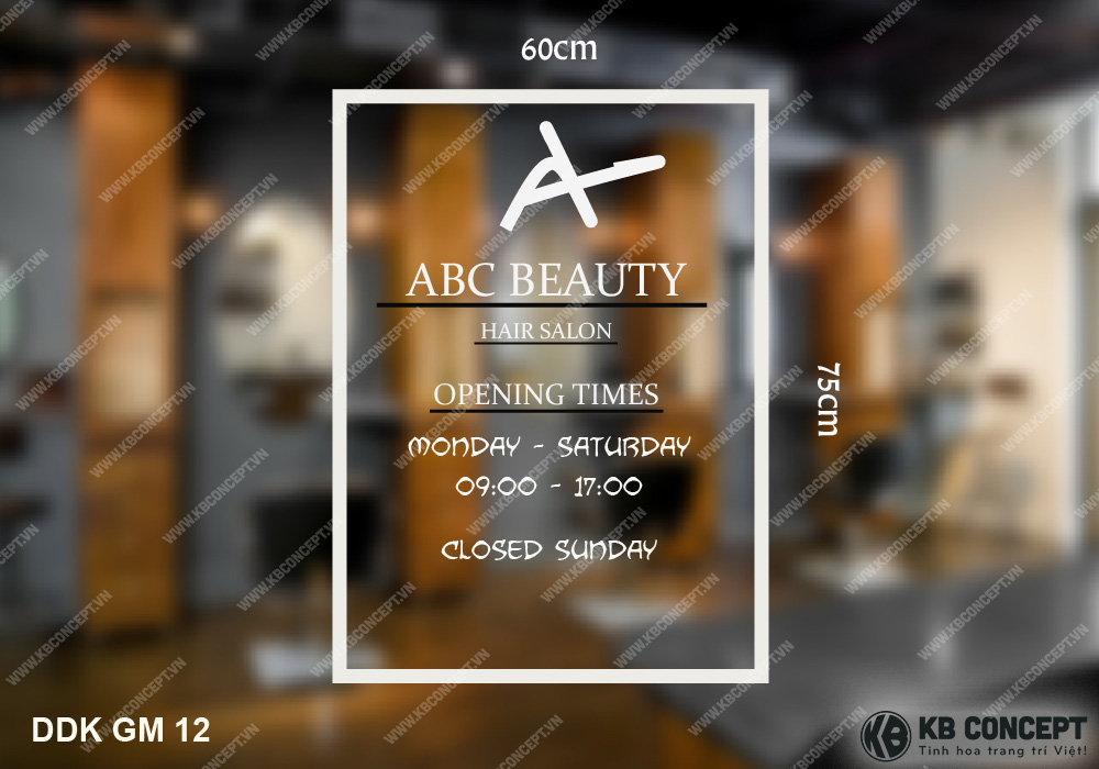 Decal giờ mở Basic cho cửa hàng Beauty,...
