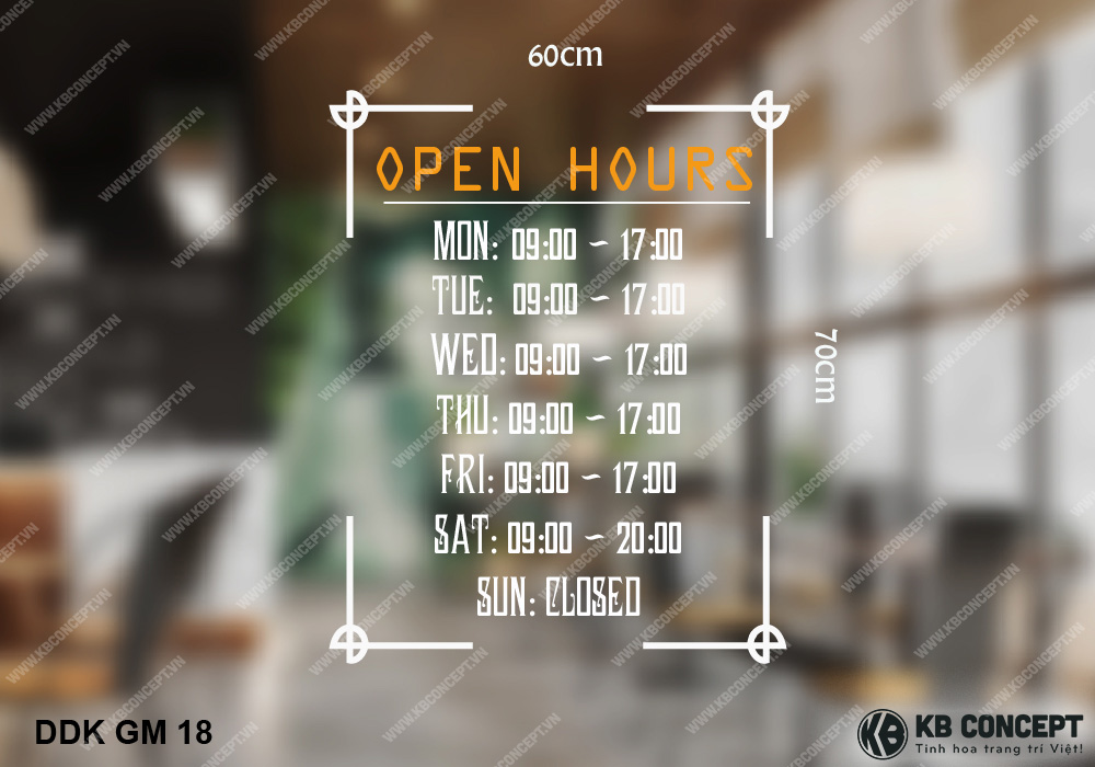 Decal giờ mở cửa Open house
