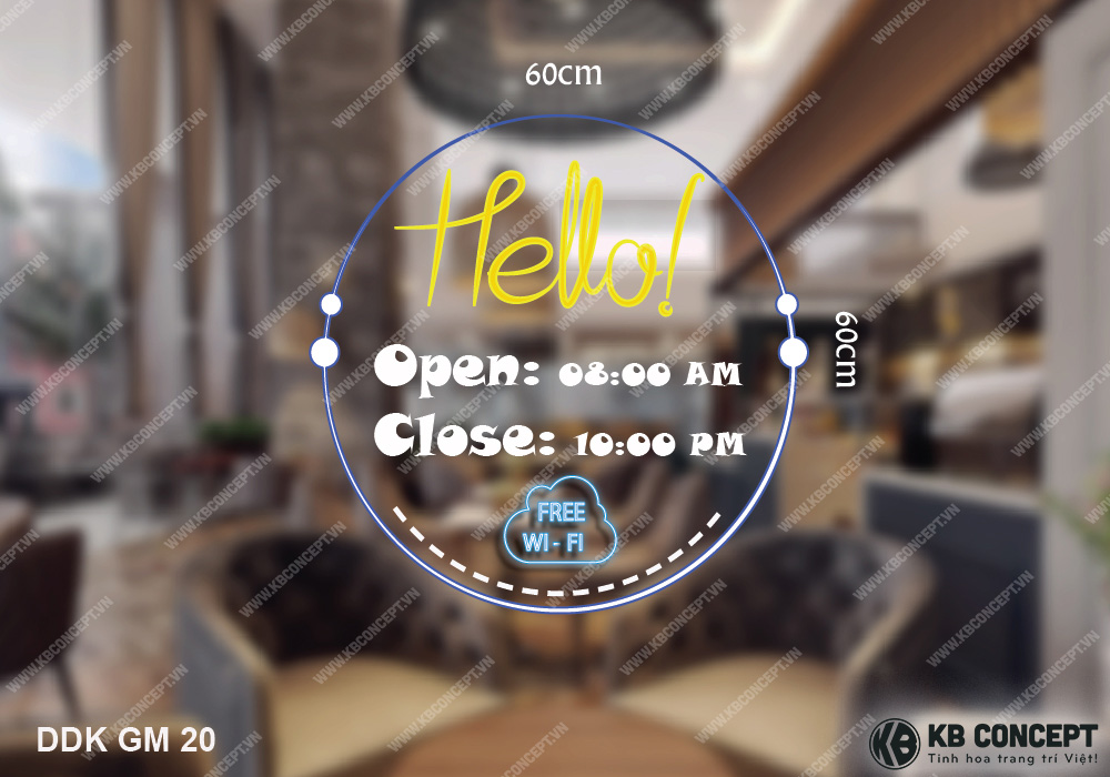 Decal giờ mở cửa open- close HELLO
