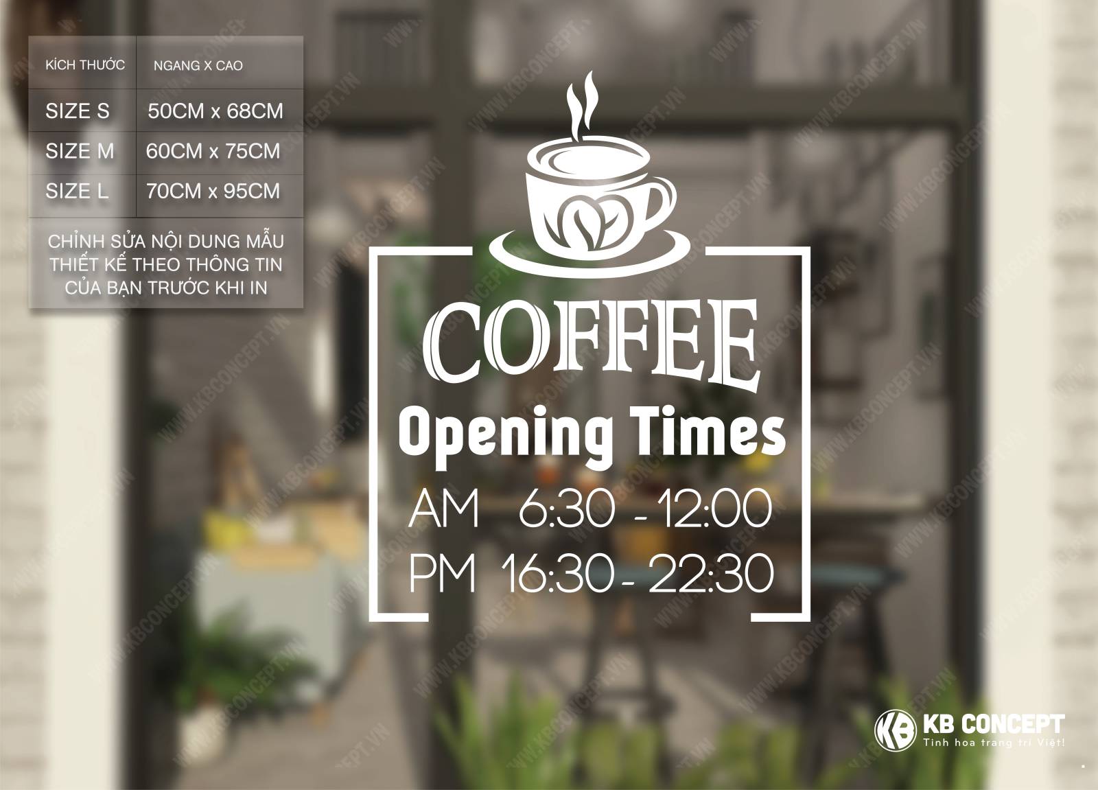 Decal giờ đóng mở cửa cafe 02