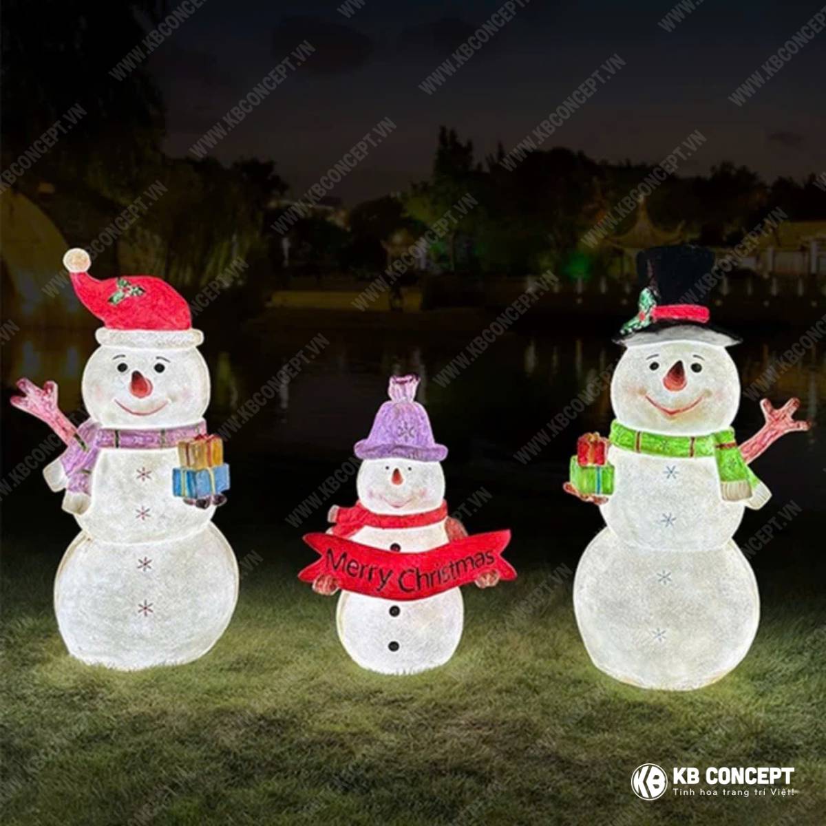 Mô hình đèn led 3 Người Tuyết Noel