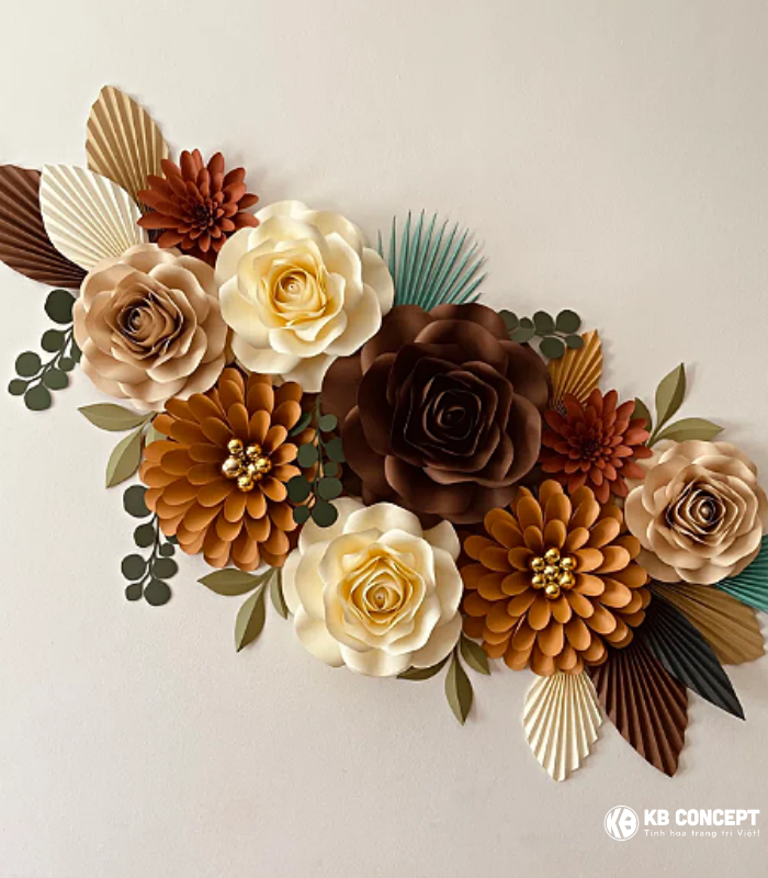 Hoa giấy handmade trang trí tường nhà