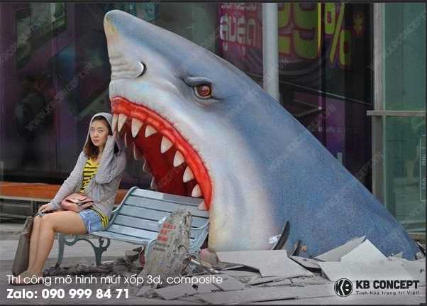 Ghế ngồi nghỉ chân với hàm Cá Mập mút xốp 3D