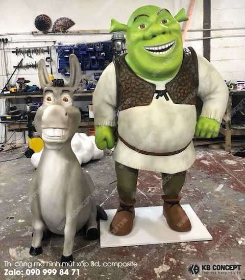 Mô hình hoạt hình Shrek & Donkey mút xốp 3D