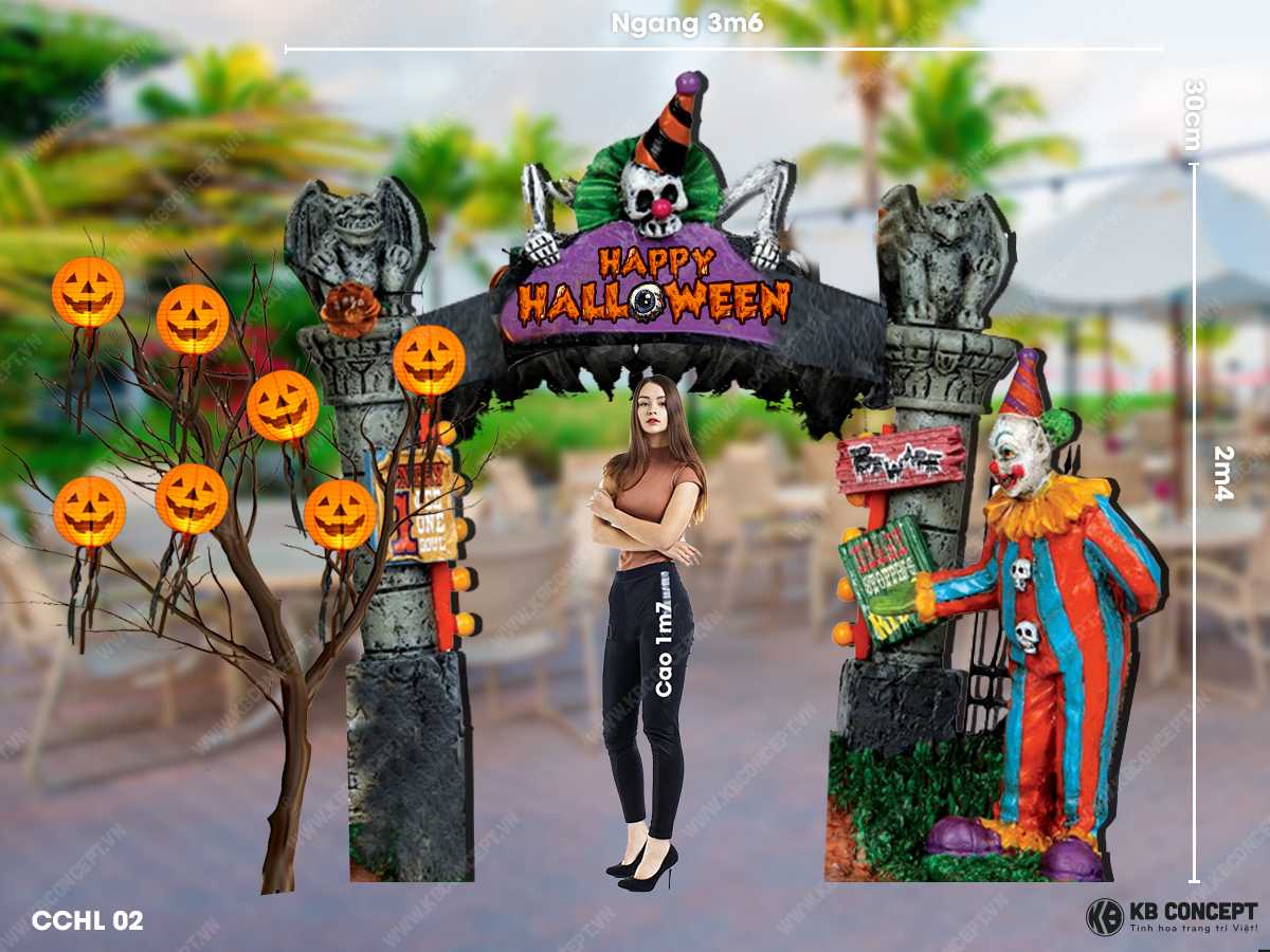 Cổng chào Halloween mút xốp 3D Chú Hề Ma Quái - CCHL 02