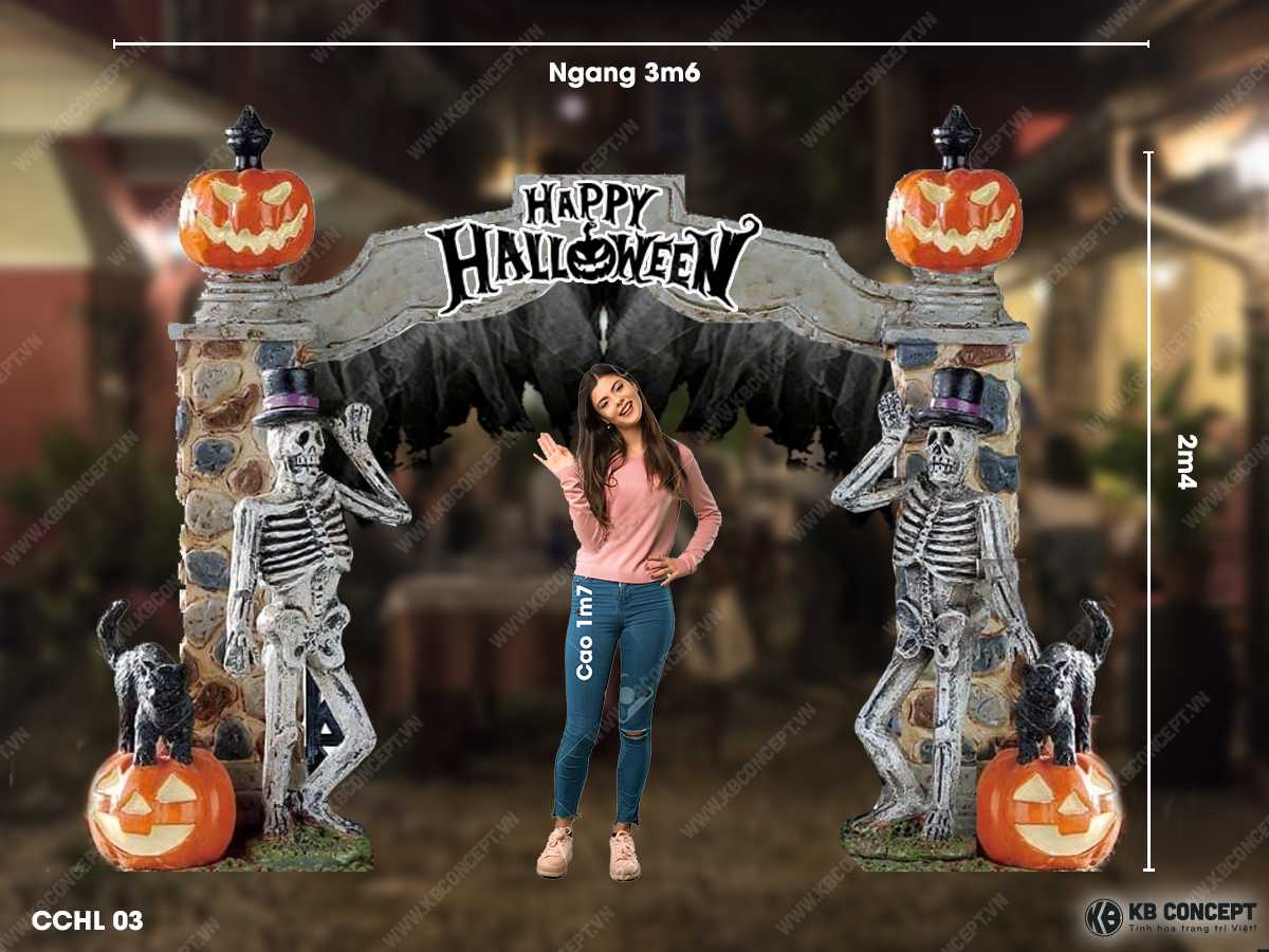 Cổng chào Halloween mút xốp 3D Bộ Xương Ma Quái - CCHL 03