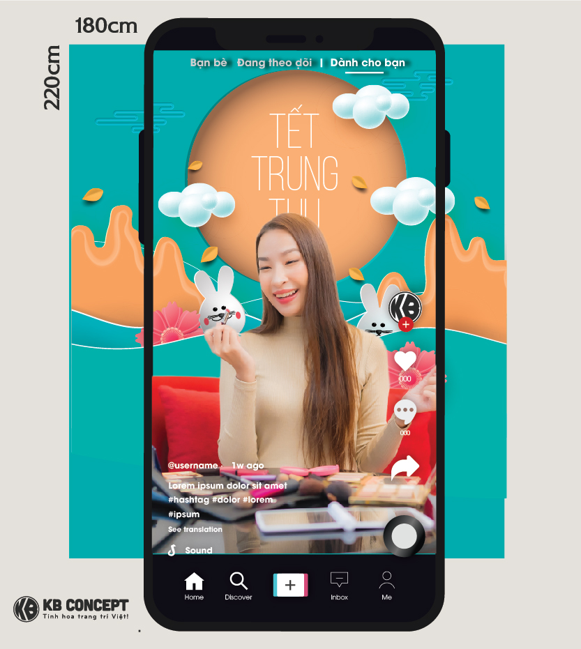 Phông nền livestream Trung thu Thỏ Ngọc với trăng
