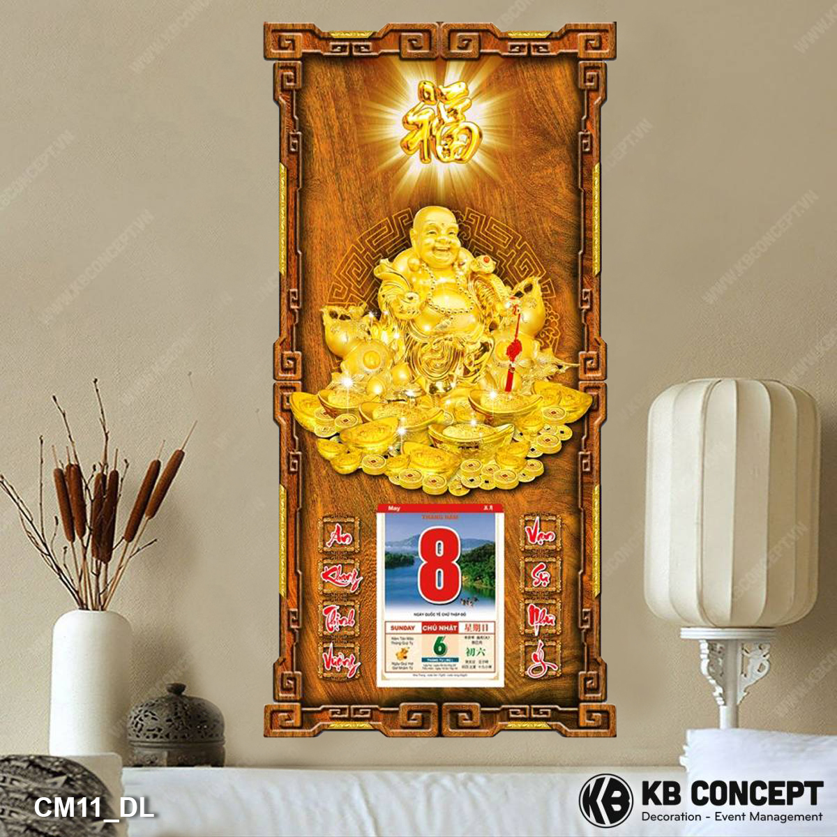 Lịch Gỗ 3D Cao Cấp Phật Di Lặc - CM11_DL