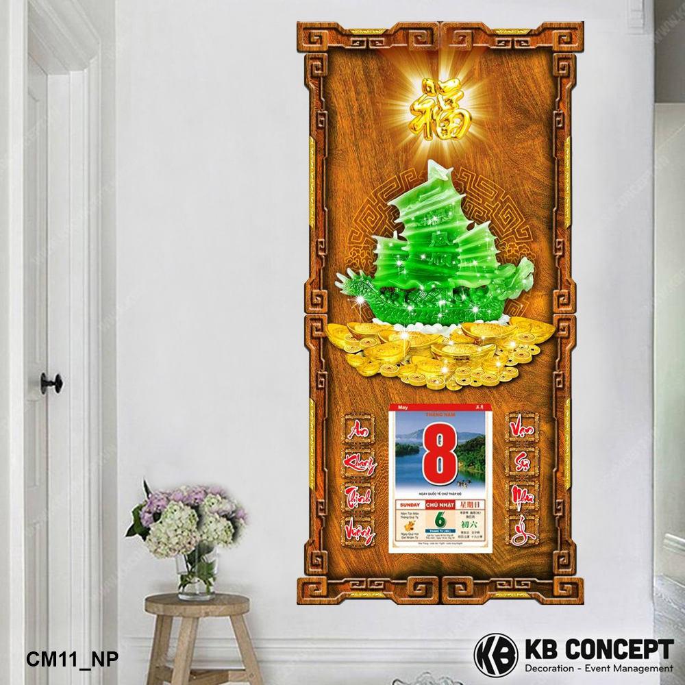 Lịch Gỗ 3D Cao Cấp Thuận Buồm Xuôi Gió - CM11_NP