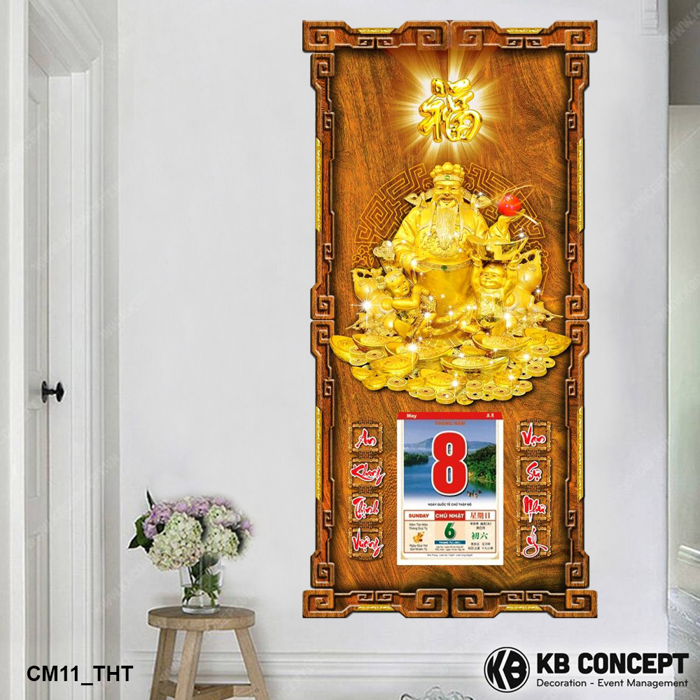 Lịch Gỗ 3D Cao Cấp Thần Tài - CM11_THT