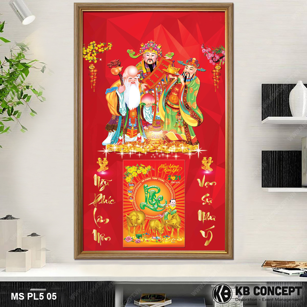 Lịch Gỗ Khung Tranh In 3D Phúc Lộc Thọ - MS PL5 05
