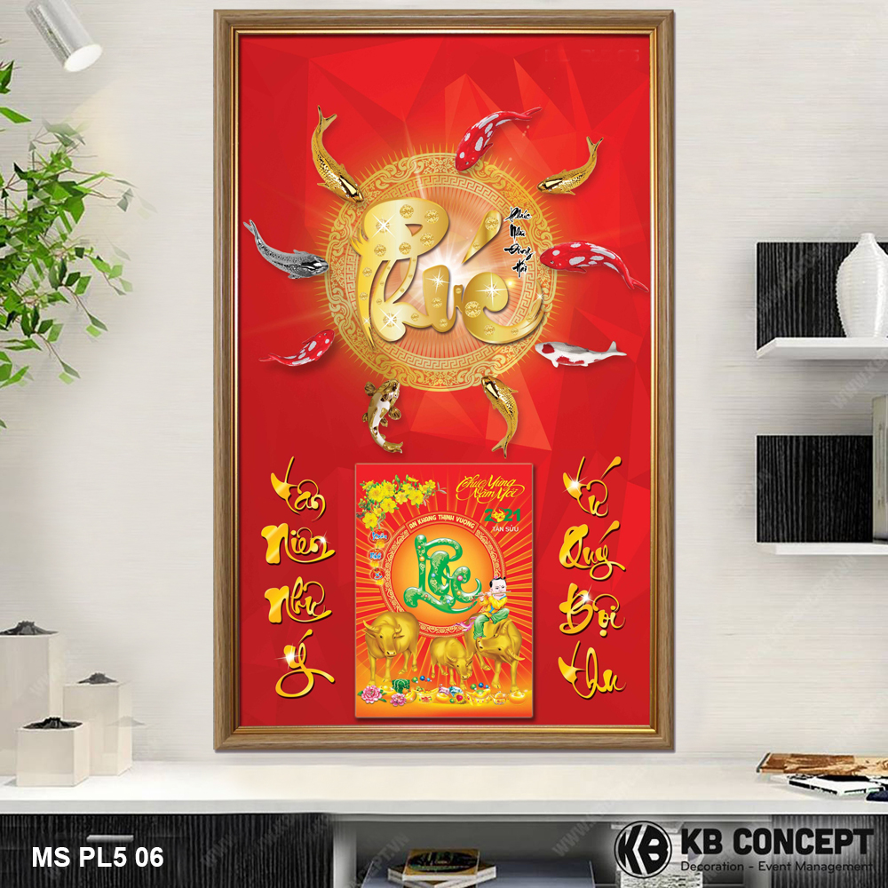 Lịch Gỗ Khung Tranh In 3D Phúc, Cửu Ngư Quần Hội - MS PL5 06