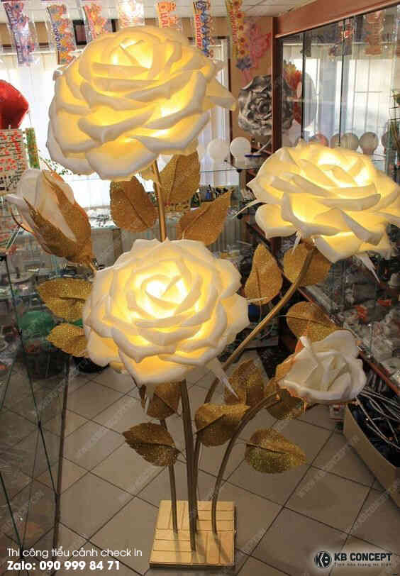 Hoa Hồng hanmade giấy có đèn led dùng để trang trí