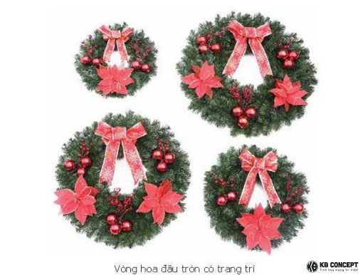 Vòng hoa đầu tròn có trang trí 60CM