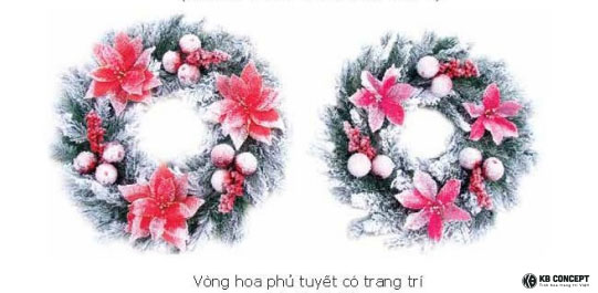 Vòng hoa phủ tuyết có trang trí 76CM