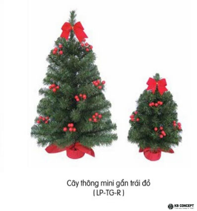 Cây thông Mini gắn trái đỏ 60CM