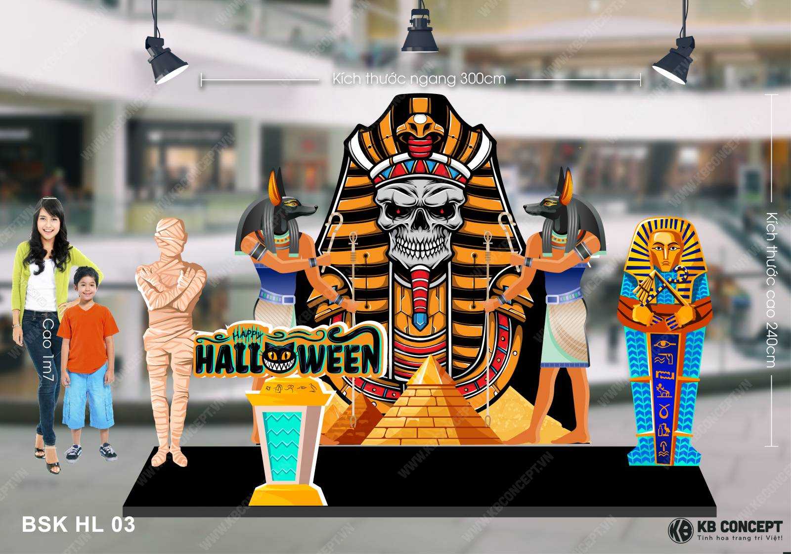 Tiểu cảnh Halloween 3D Lăng Mộ Cổ Ai Cập - BSK HL 03