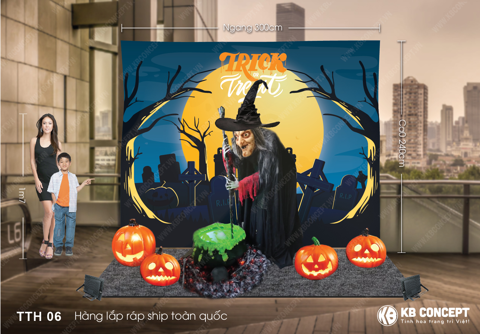 Tiểu cảnh Halloween Phù Thủy Trick or Treat