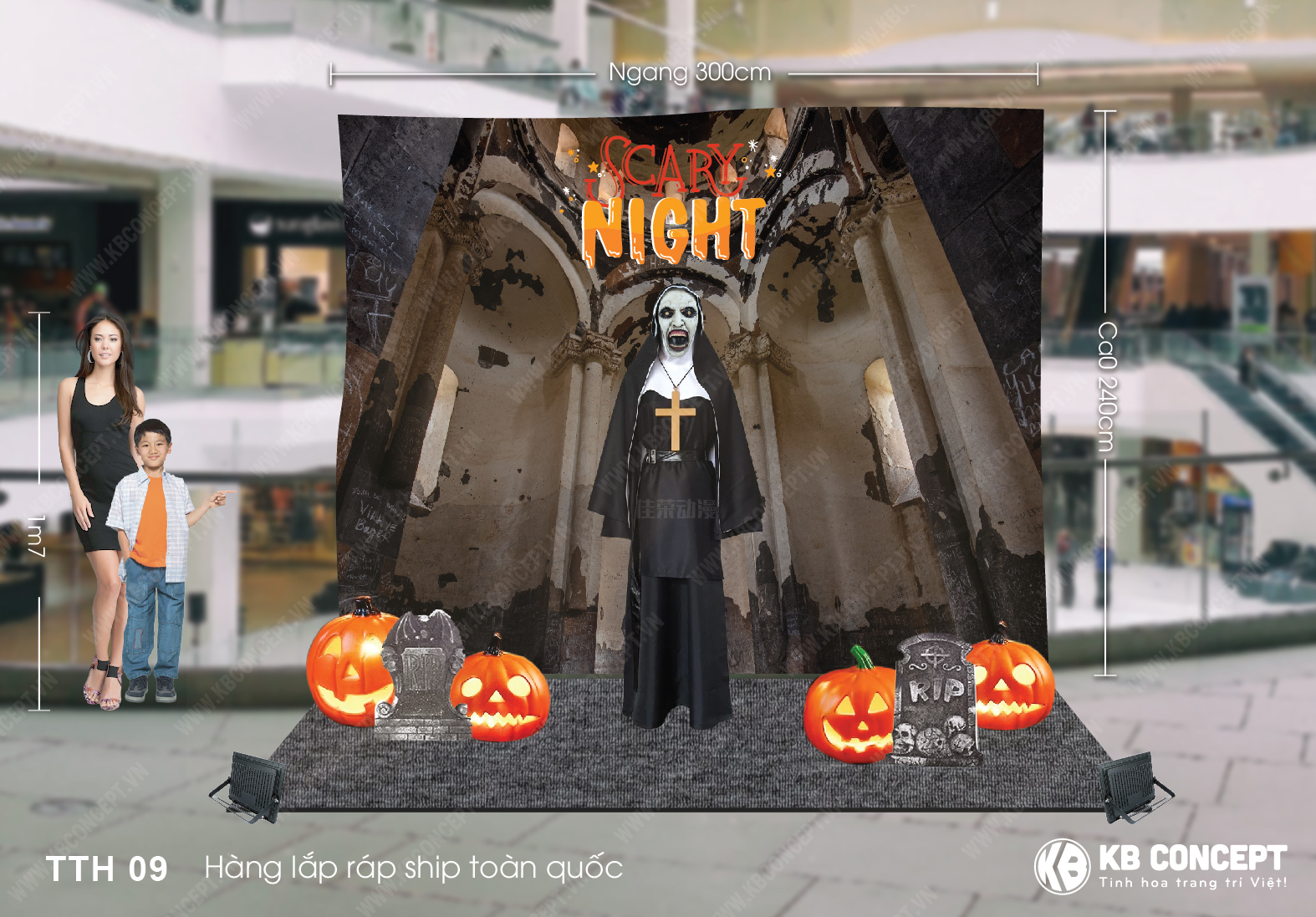 Tiểu cảnh Halloween ma sơ Valak đáng sợ