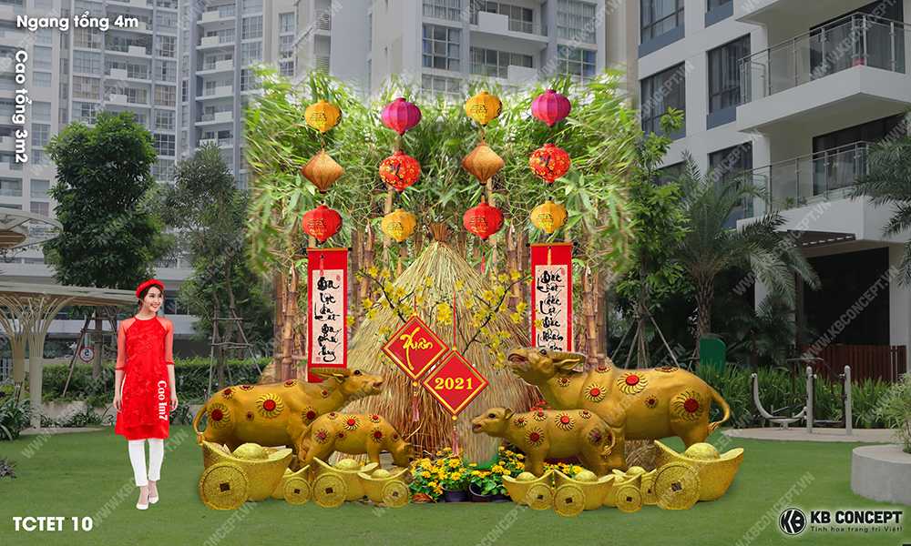 Tiểu cảnh Tết lũy tre làng quê - TCTET 10