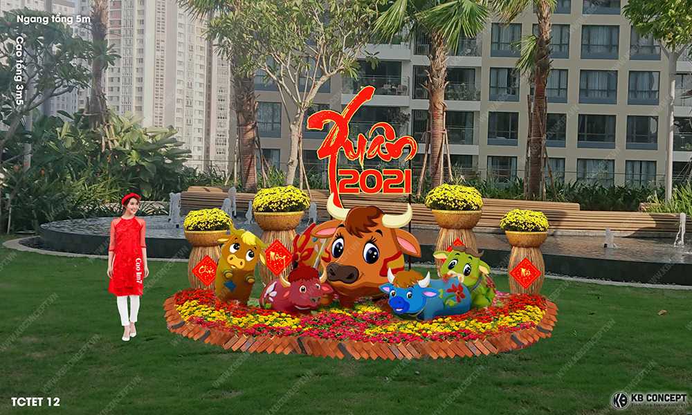 Tiểu cảnh Tết hoa tươi, Xuân 2021 - TCTET 12